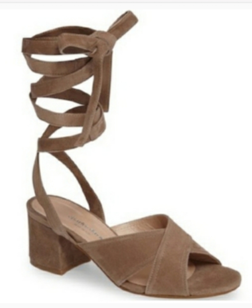 Made in Italy Charles David suede ankle tie sandals sz 7/37.5